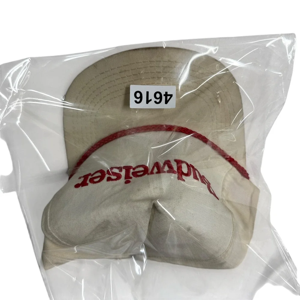 Vintage Budweiser Snapback Hat White Red Rope Trucker Cap Embroidered Logo